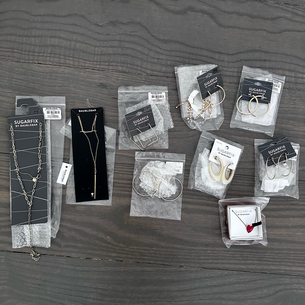 BaubleBar Mixed Metal Earrings and Necklace Set in Gold and Silver Tones